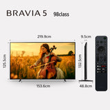 BRAVIA 5 98 Inch TV | XR Processor | Mini LED | 4K Ultra HD | High Dynamic Range (HDR) | Smart TV (Google TV) 8