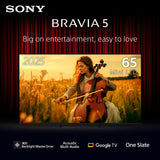 BRAVIA 5 65 Inch TV | XR Processor | Mini LED | 4K Ultra HD | High Dynamic Range (HDR) | Smart TV (Google TV) 9